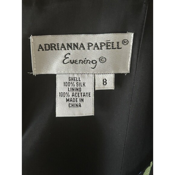 Adrianna Papell Evening Silk Beaded Strapless Dress Floral On Black Size 8 - Picture 8 of 13